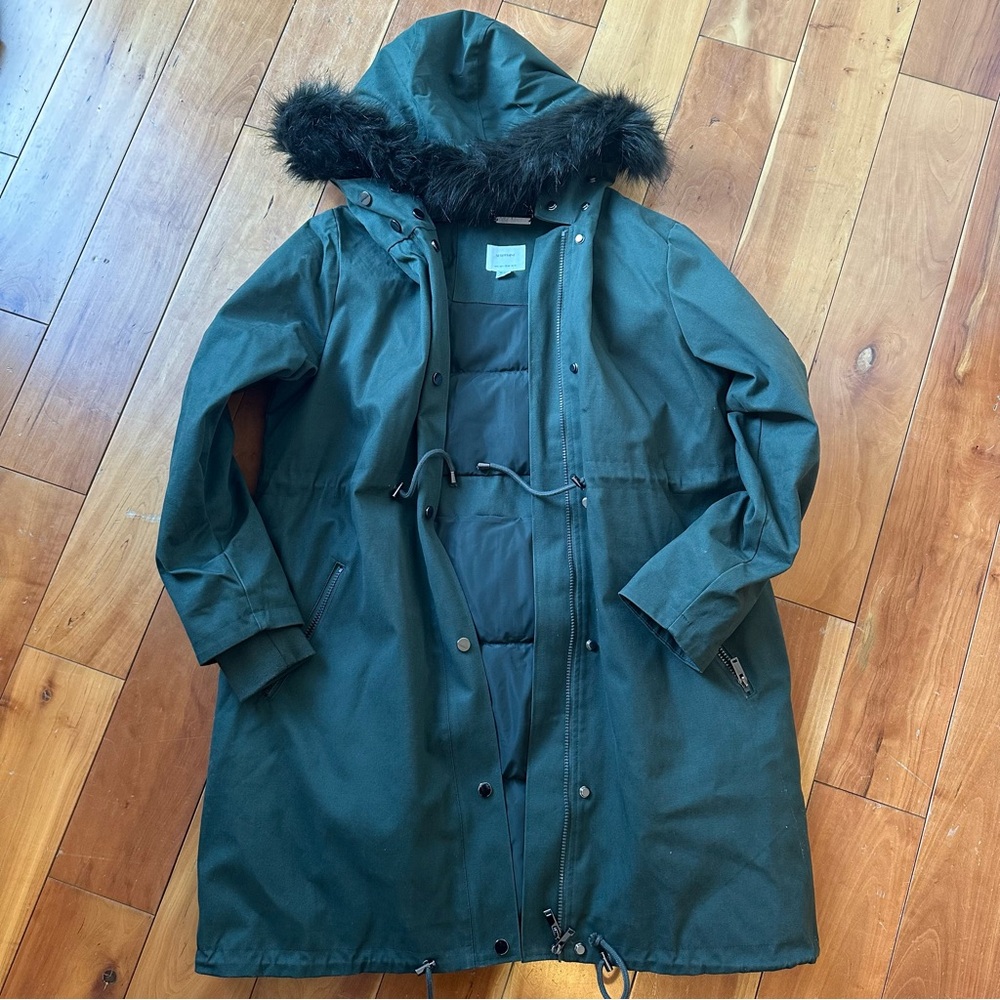 Seraphine Green Hooded Puffer Coat